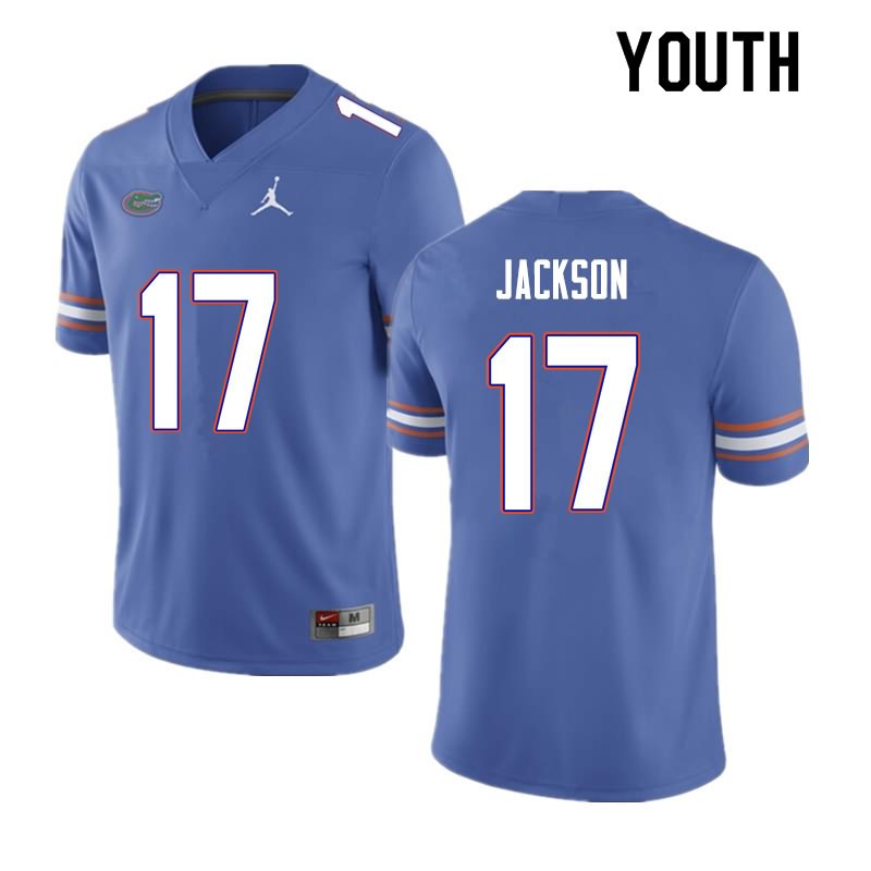 Youth NCAA Florida Gators Kahleil Jackson #17 Stitched Authentic Nike Blue College Football Jersey WYG6365XT